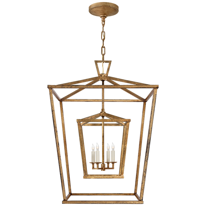 Daylin Double Cage Lantern-Visual Comfort-VISUAL-CHC 2179GI-PendantsLarge-Gilded Iron-7-France and Son