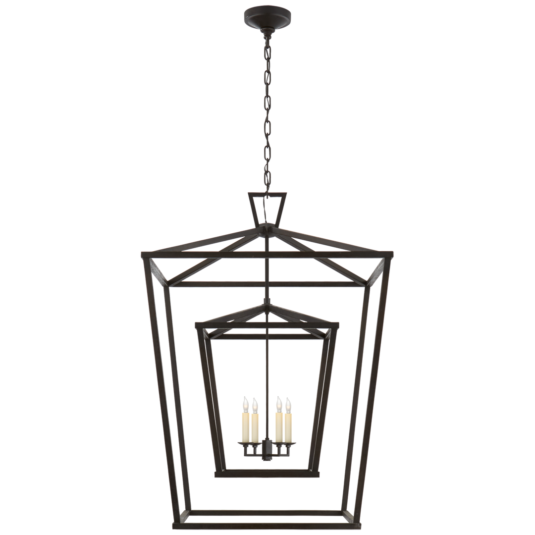 Daylin Double Cage Lantern-Visual Comfort-VISUAL-CHC 2199AI-PendantsXL-Aged Iron-9-France and Son