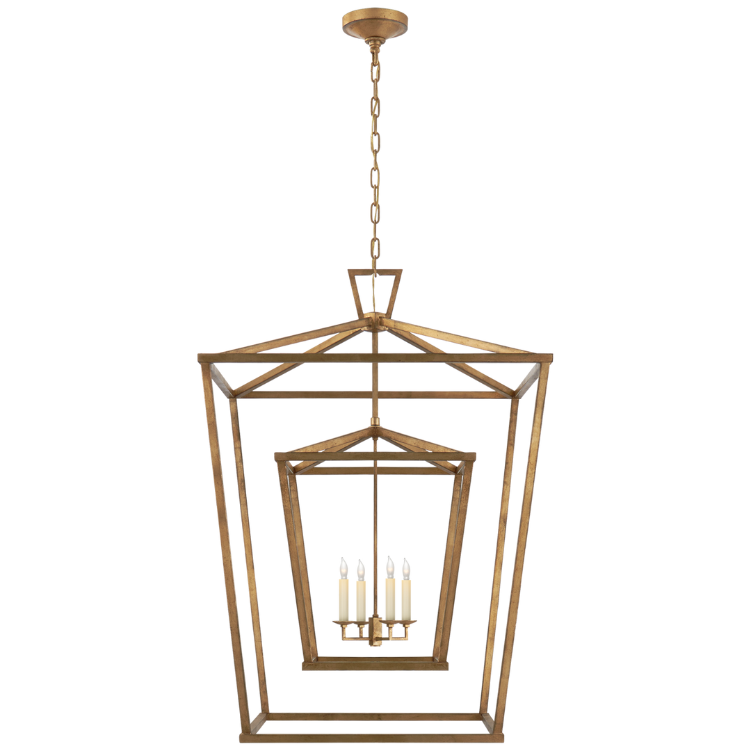 Daylin Double Cage Lantern-Visual Comfort-VISUAL-CHC 2199GI-PendantsXL-Gilded Iron-10-France and Son