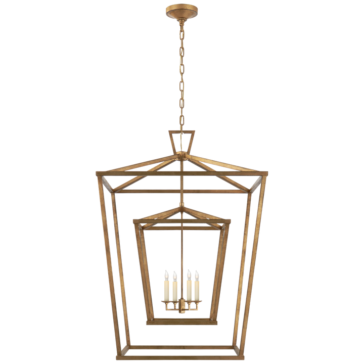 Daylin Double Cage Lantern-Visual Comfort-VISUAL-CHC 2199GI-PendantsXL-Gilded Iron-10-France and Son