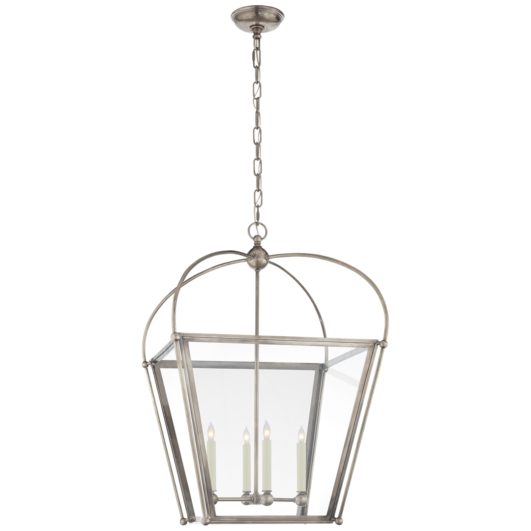 Plan Square Lantern-Visual Comfort-VISUAL-CHC 3439AN-CG-PendantsMedium-Antique Nickel-6-France and Son