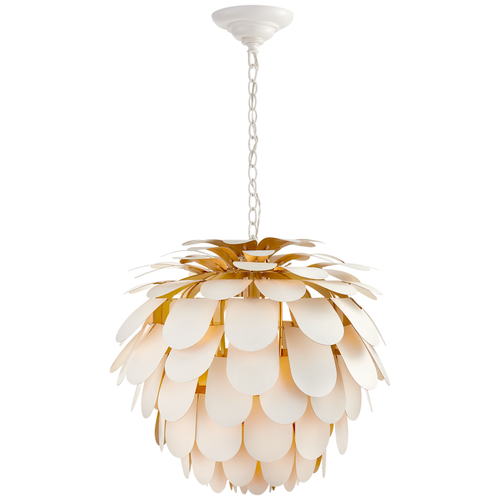 Cataleya Chandelier-Visual Comfort-VISUAL-CHC 5157WHT/G-ChandeliersLarge-White and Gild-12-France and Son