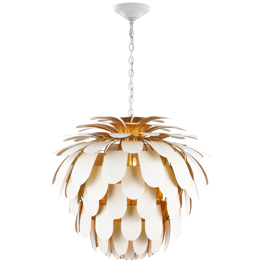 Cataleya Chandelier-Visual Comfort-VISUAL-CHC 5158WHT/G-ChandeliersGrande-White and Gild-16-France and Son