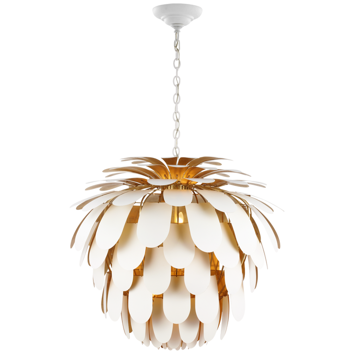 Cataleya Chandelier-Visual Comfort-VISUAL-CHC 5158WHT/G-ChandeliersGrande-White and Gild-16-France and Son