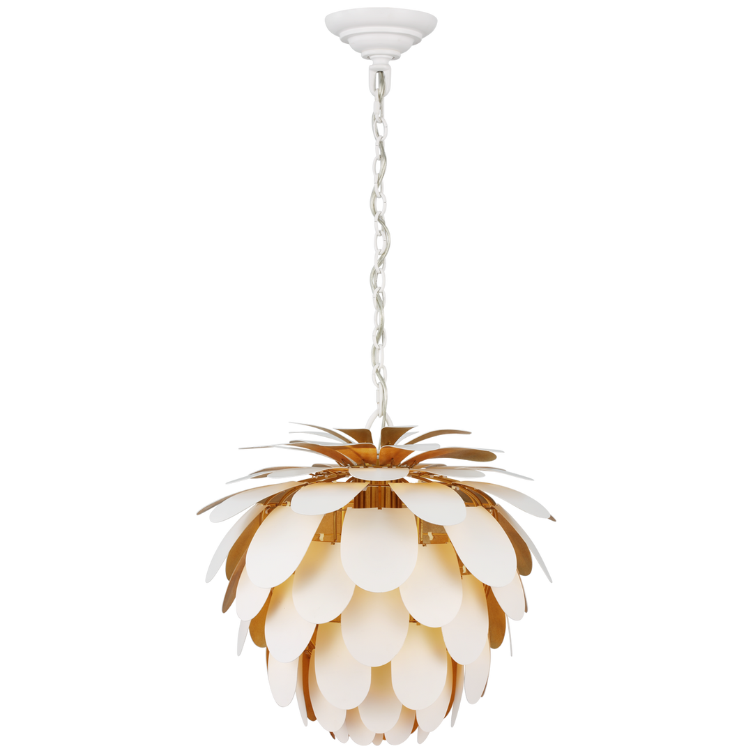 Cataleya Chandelier-Visual Comfort-VISUAL-CHC 5163WHT/G-ChandeliersSmall-White and Gild-4-France and Son