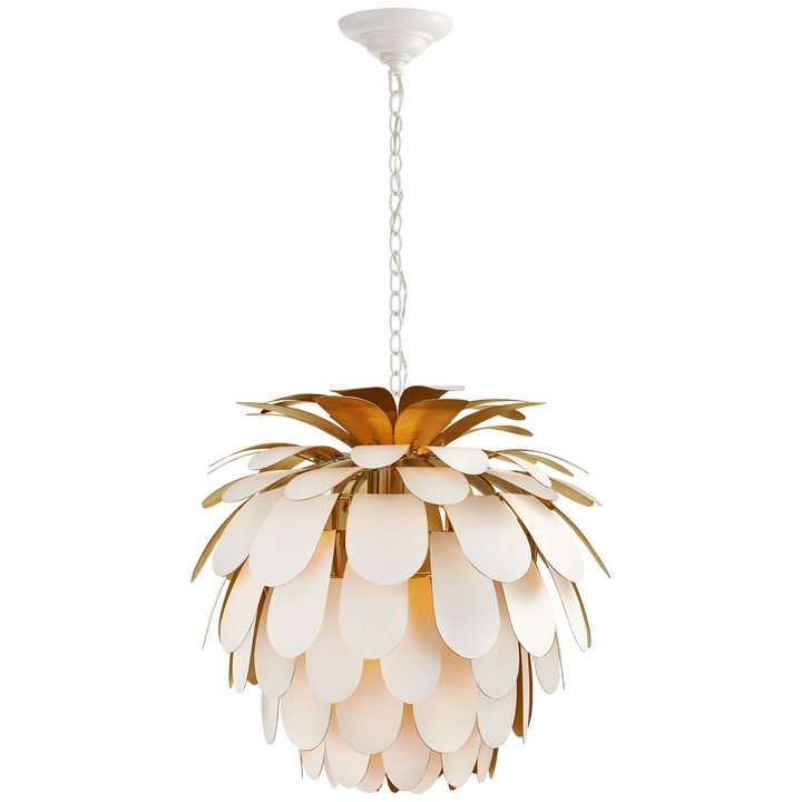 Cataleya Chandelier-Visual Comfort-VISUAL-CHC 5165WHT/G-ChandeliersMedium-White and Gild-8-France and Son