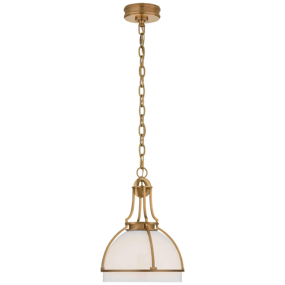 Greek Dome Pendant-Visual Comfort-VISUAL-CHC 5481AB-WG-PendantsMedium-Antique-Burnished Brass-White Glass-2-France and Son