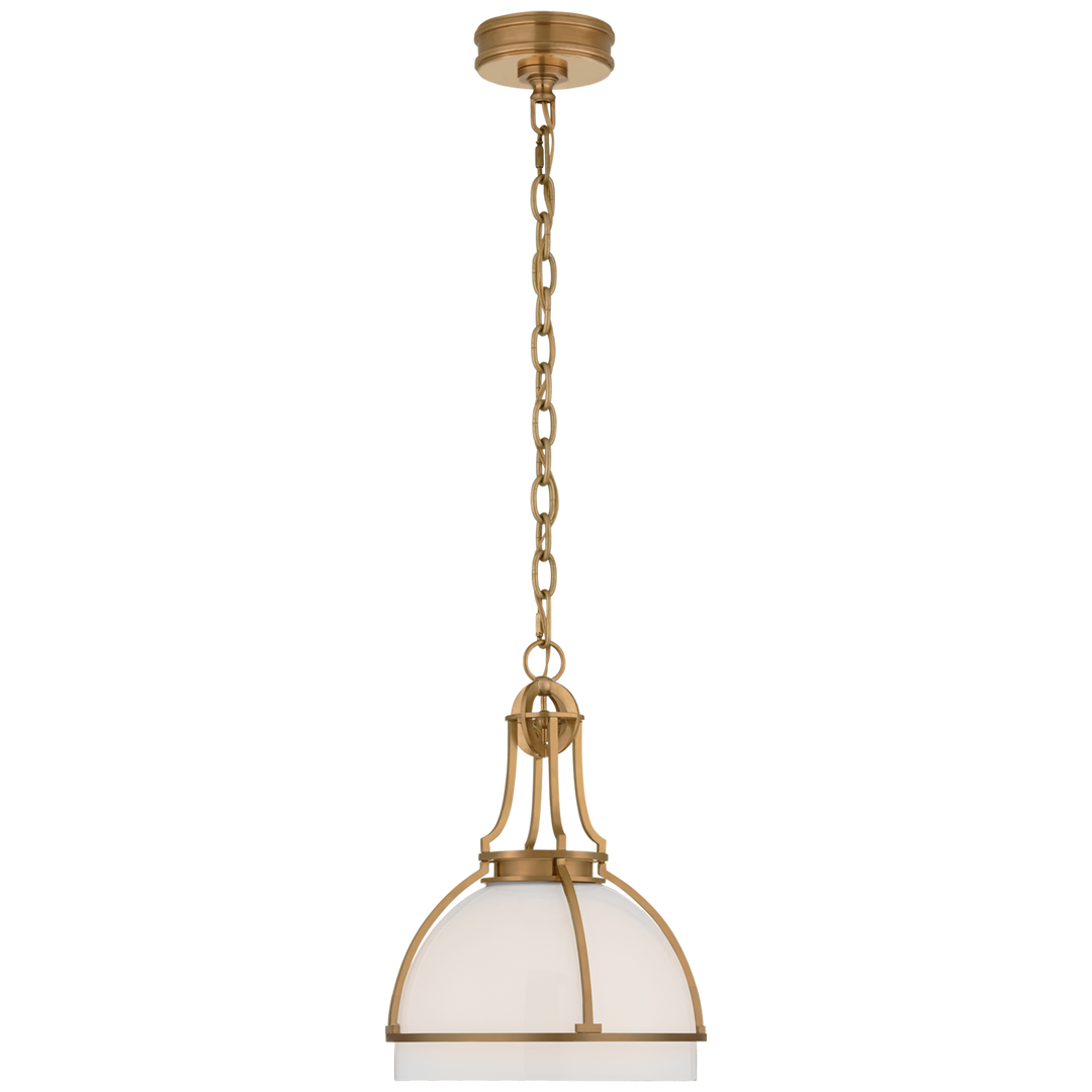 Greek Dome Pendant-Visual Comfort-VISUAL-CHC 5481AB-WG-PendantsMedium-Antique-Burnished Brass-White Glass-2-France and Son