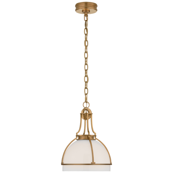 Greek Dome Pendant-Visual Comfort-VISUAL-CHC 5481AB-WG-PendantsMedium-Antique-Burnished Brass-White Glass-2-France and Son