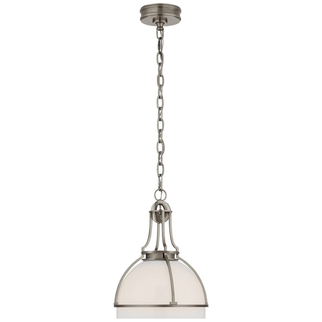 Greek Dome Pendant-Visual Comfort-VISUAL-CHC 5481AN-WG-PendantsMedium-Antique Nickel-White Glass-4-France and Son