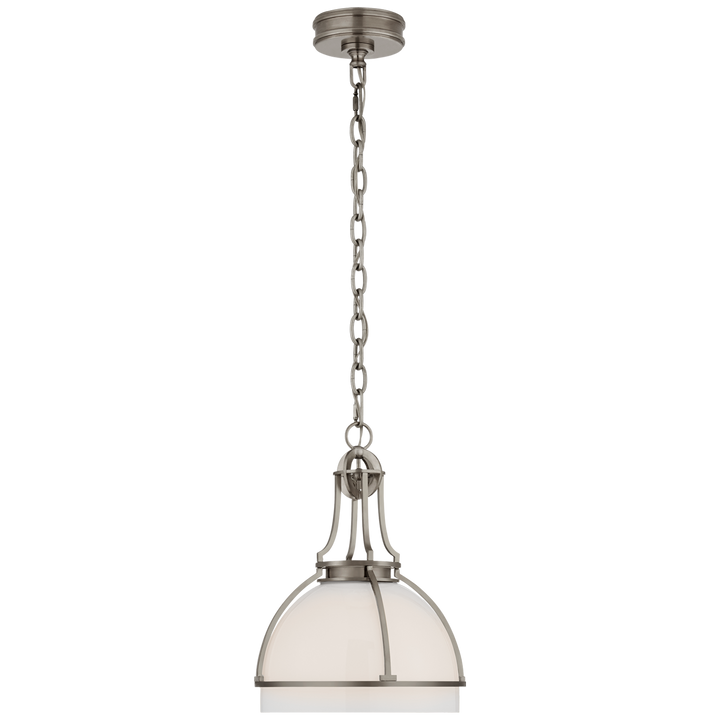 Greek Dome Pendant-Visual Comfort-VISUAL-CHC 5481AN-WG-PendantsMedium-Antique Nickel-White Glass-4-France and Son