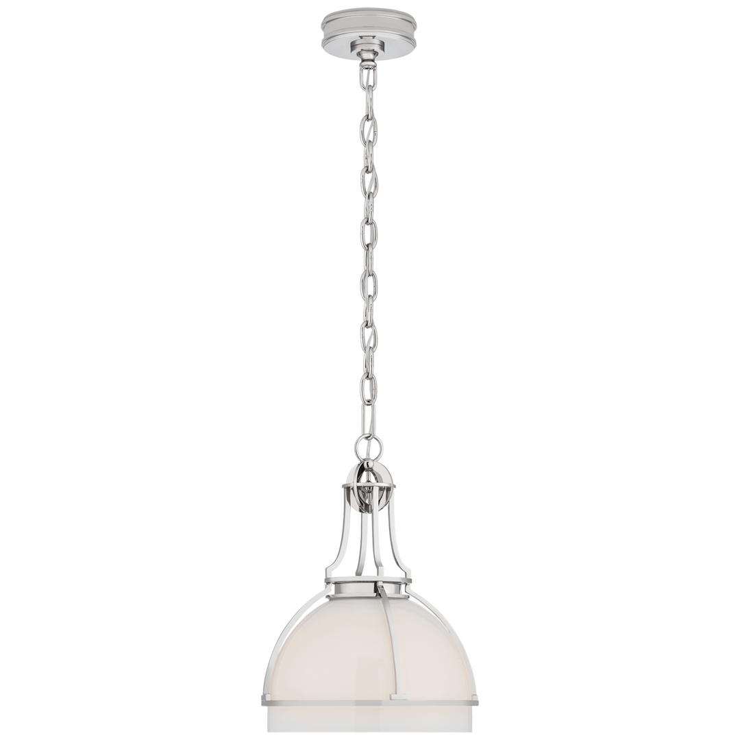 Greek Dome Pendant-Visual Comfort-VISUAL-CHC 5481PN-WG-PendantsMedium-Polished Nickel-White Galss-8-France and Son