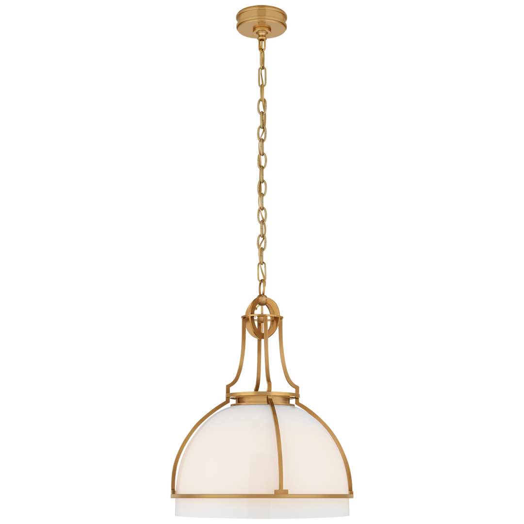 Greek Dome Pendant-Visual Comfort-VISUAL-CHC 5482AB-WG-PendantsLarge-Antique-Burnished Brass-White Galss-10-France and Son