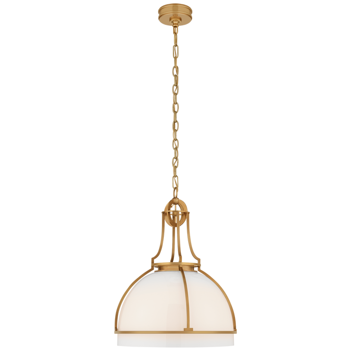 Greek Dome Pendant-Visual Comfort-VISUAL-CHC 5482AB-WG-PendantsLarge-Antique-Burnished Brass-White Galss-10-France and Son