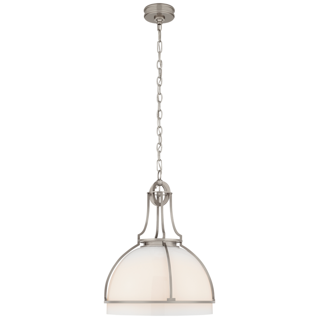 Greek Dome Pendant-Visual Comfort-VISUAL-CHC 5482AN-WG-PendantsLarge-Antique Nickel-White Glass-12-France and Son