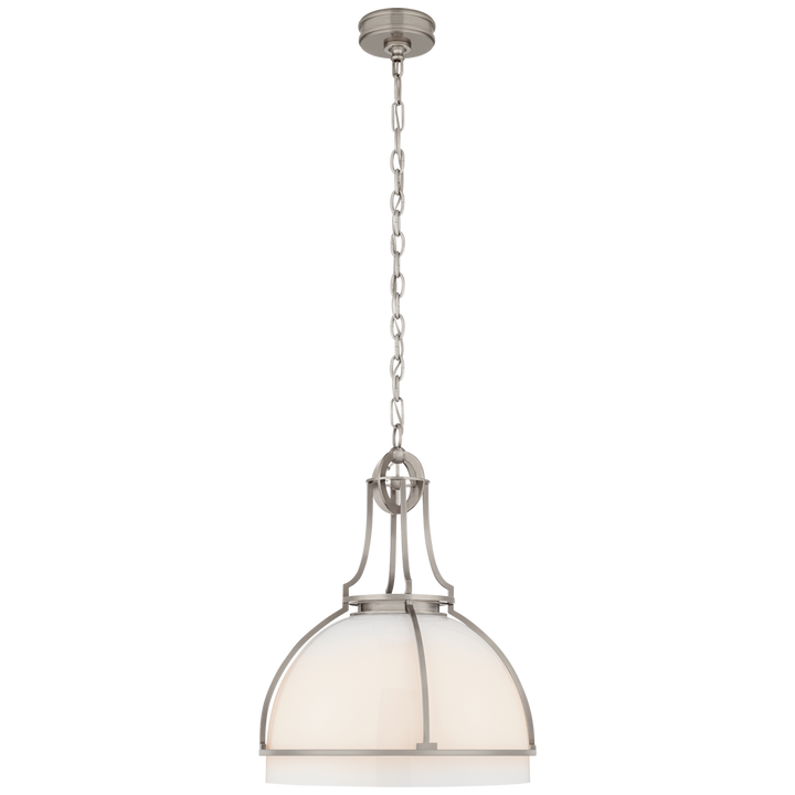 Greek Dome Pendant-Visual Comfort-VISUAL-CHC 5482AN-WG-PendantsLarge-Antique Nickel-White Glass-12-France and Son