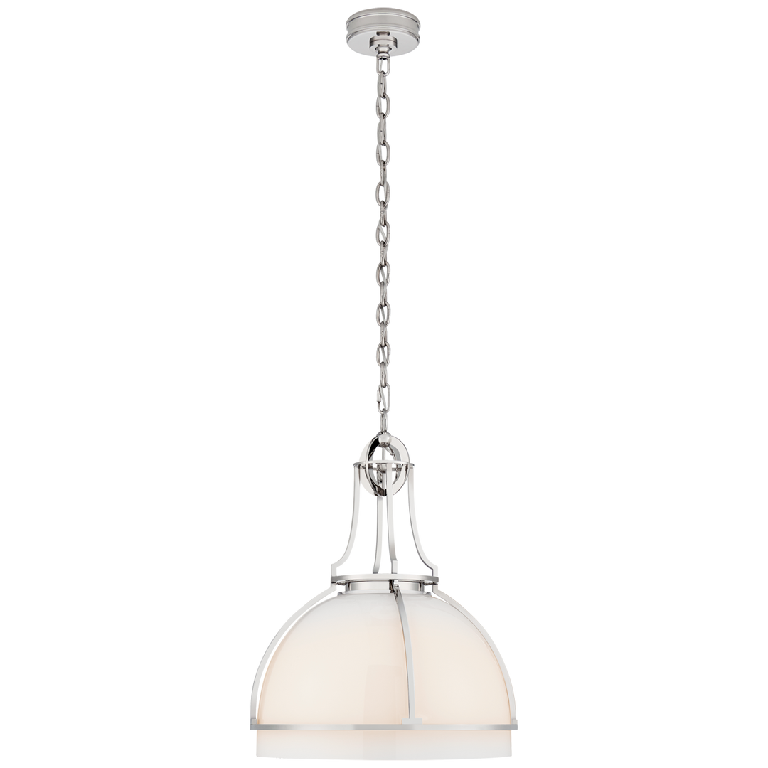 Greek Dome Pendant-Visual Comfort-VISUAL-CHC 5482PN-WG-PendantsLarge-Polished Nickel-White Glass-16-France and Son