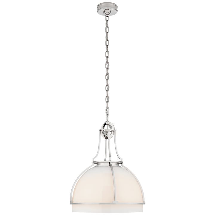 Greek Dome Pendant-Visual Comfort-VISUAL-CHC 5482PN-WG-PendantsLarge-Polished Nickel-White Glass-16-France and Son