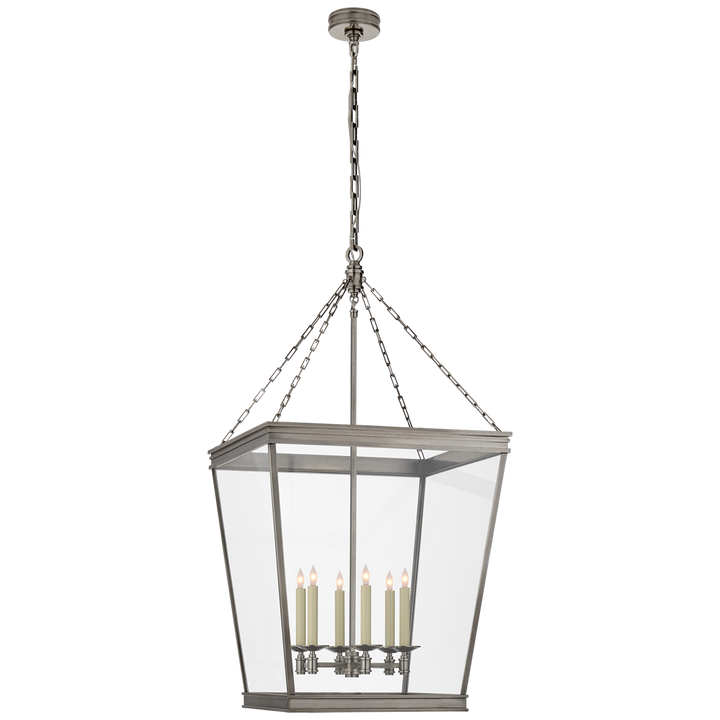 Loretta Square Lantern-Visual Comfort-VISUAL-CHC 5612AN-CG-PendantsLarge-Antique Nickel-10-France and Son