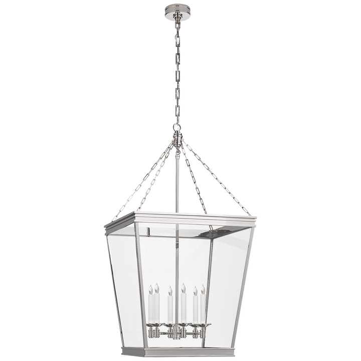 Loretta Square Lantern-Visual Comfort-VISUAL-CHC 5612PN-CG-PendantsLarge-Polished Nickel-12-France and Son