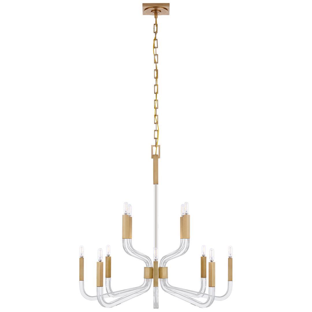 Raiden Two Tier Chandelier-Visual Comfort-VISUAL-CHC 5903AB/CG-ChandeliersMedium-Antique-Burnished Brass and Crystal-None-1-France and Son