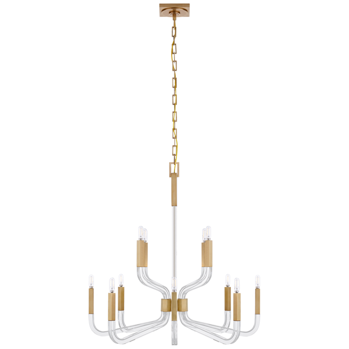 Raiden Two Tier Chandelier-Visual Comfort-VISUAL-CHC 5903AB/CG-ChandeliersMedium-Antique-Burnished Brass and Crystal-None-1-France and Son