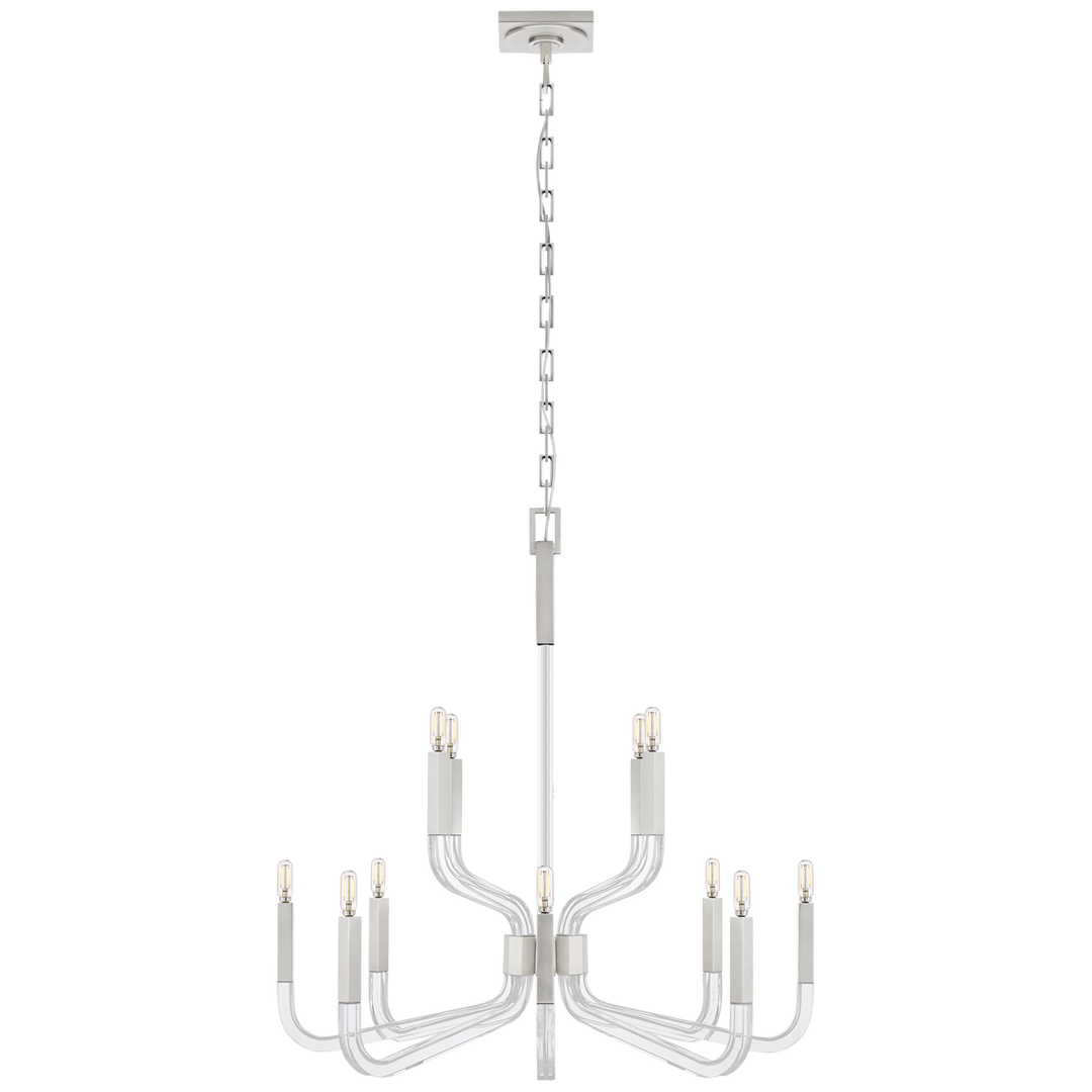 Raiden Two Tier Chandelier-Visual Comfort-VISUAL-CHC 5903PN/CG-ChandeliersMedium-Polished Nickel and Crystal-None-3-France and Son