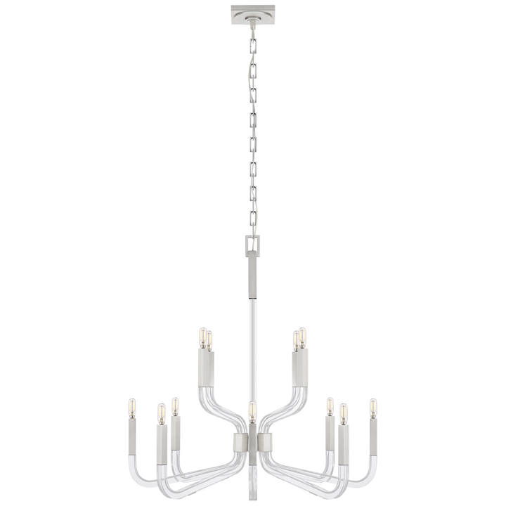 Raiden Two Tier Chandelier-Visual Comfort-VISUAL-CHC 5903PN/CG-ChandeliersMedium-Polished Nickel and Crystal-None-3-France and Son