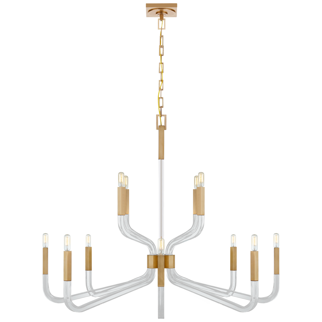 Raiden Two Tier Chandelier-Visual Comfort-VISUAL-CHC 5904AB/CG-ChandeliersGrande-Antique-Burnished Brass and Crystal-None-5-France and Son