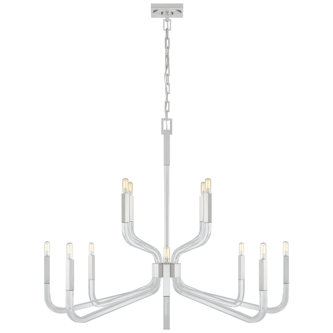 Raiden Two Tier Chandelier-Visual Comfort-VISUAL-CHC 5904PN/CG-ChandeliersGrande-Polished Nickel and Crystal-None-7-France and Son