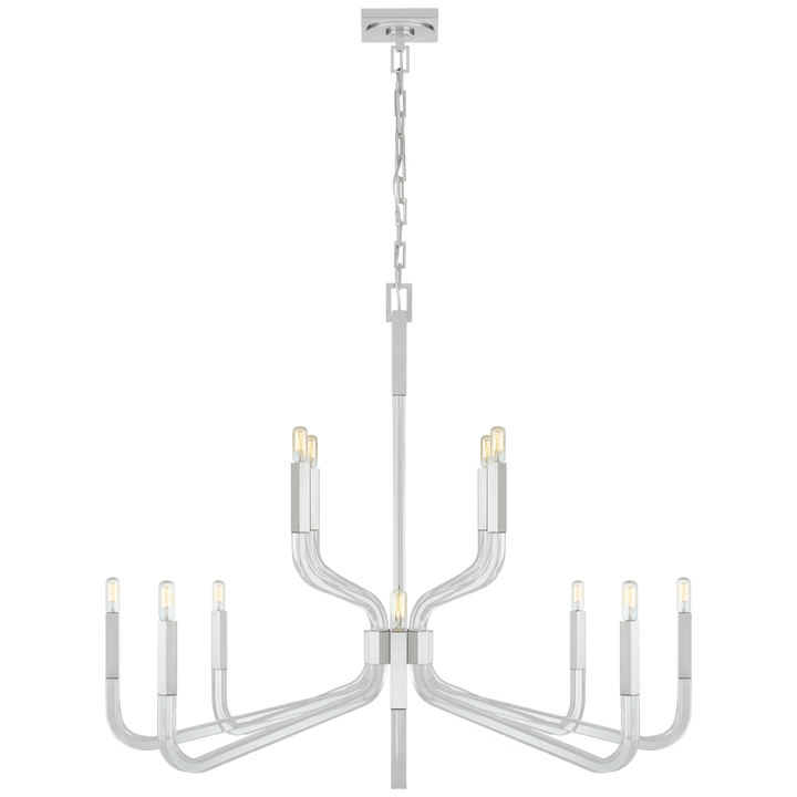 Raiden Two Tier Chandelier-Visual Comfort-VISUAL-CHC 5904PN/CG-ChandeliersGrande-Polished Nickel and Crystal-None-7-France and Son