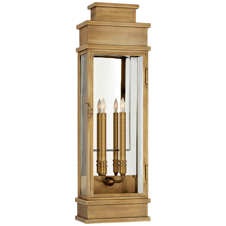 Linex Large Wall Lantern-Visual Comfort-VISUAL-CHD 2911AB-CG-Wall LightingAntique-Burnished Brass with Clear Glass-3-France and Son