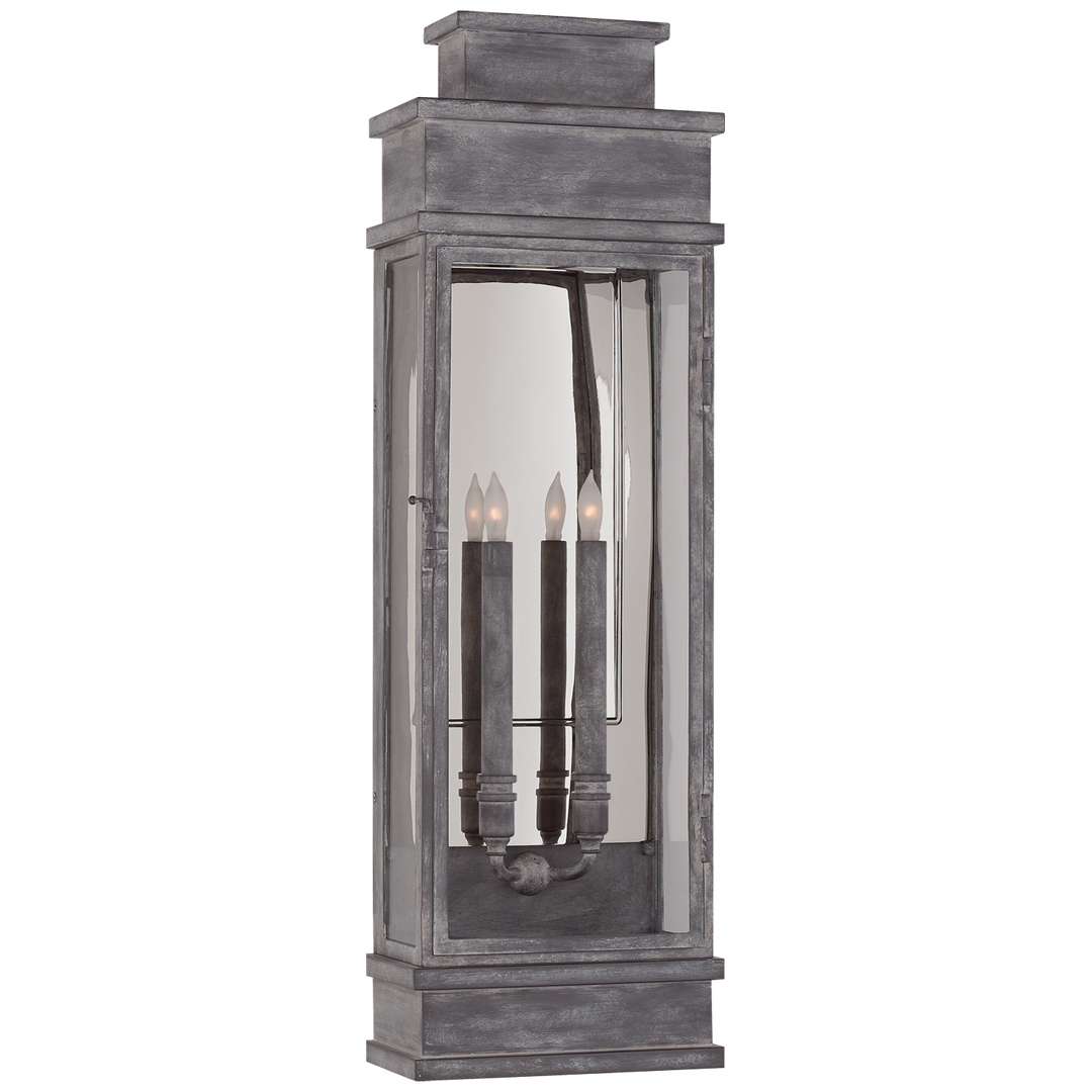 Linex Large Wall Lantern-Visual Comfort-VISUAL-CHD 2911WZ-CG-Wall LightingWeathered Zinc with Clear Glass-4-France and Son