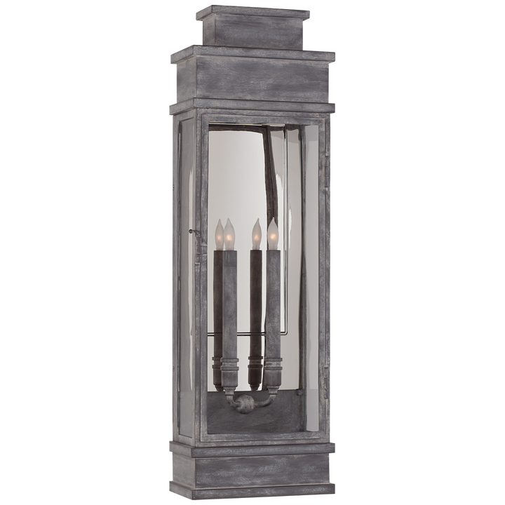 Linex Large Wall Lantern-Visual Comfort-VISUAL-CHD 2911WZ-CG-Wall LightingWeathered Zinc with Clear Glass-4-France and Son