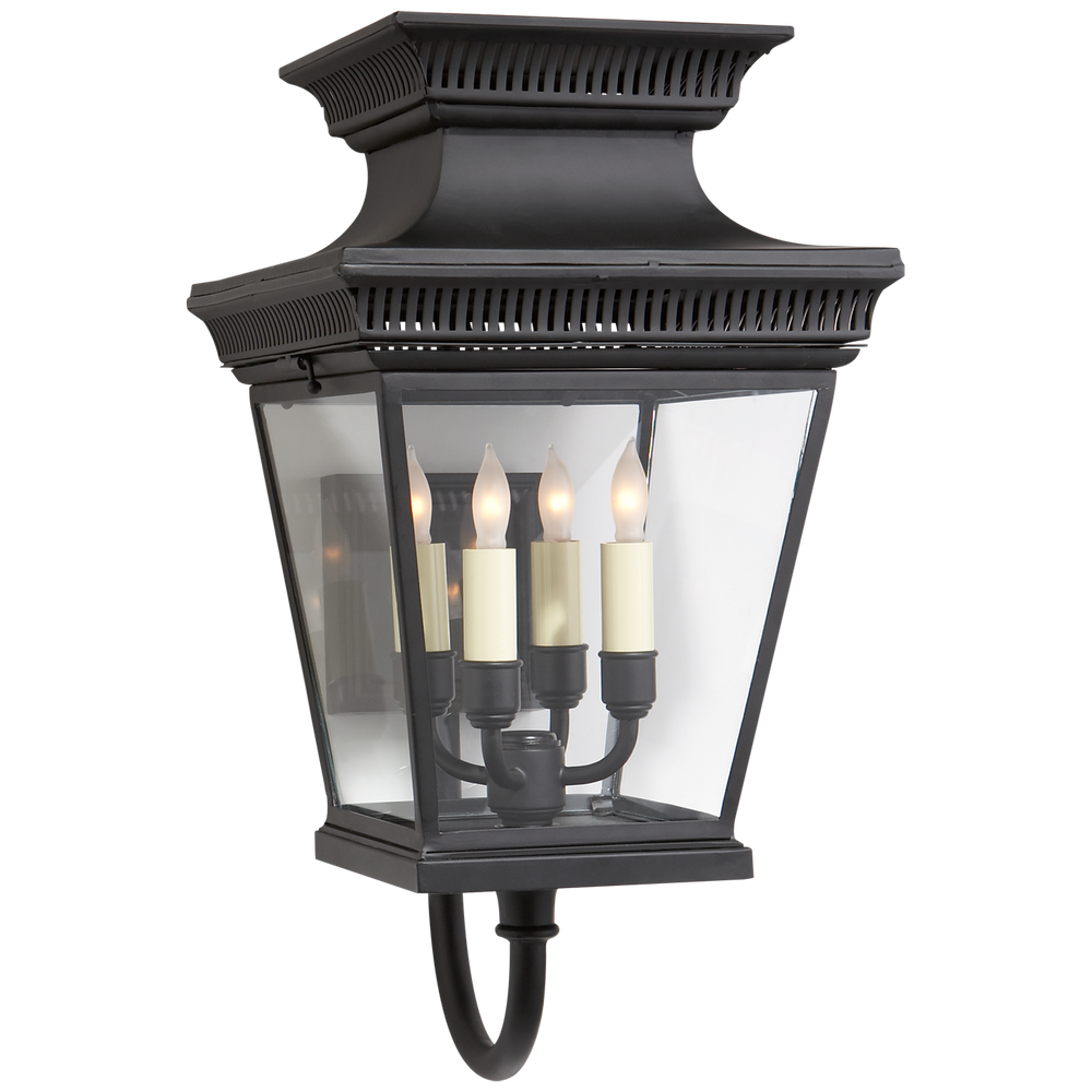 Ersa Medium Bracket Lantern-Visual Comfort-VISUAL-CHD 2952BLK-Wall LightingBlack with Clear Glass-2-France and Son