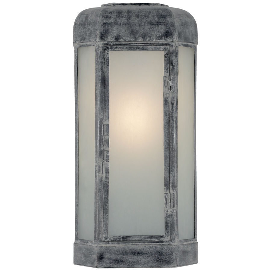 Deb Large Faceted Sconce-Visual Comfort-VISUAL-CHO 2006WZ-FG-Wall LightingWeathered Zinc with Frosted Glass-1-France and Son