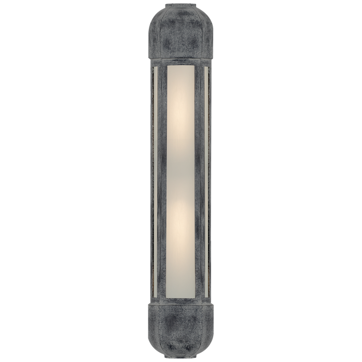 Deb Tall Faceted Sconce-Visual Comfort-VISUAL-CHO 2007WZ-FG-Wall LightingWeathered Zinc with Frosted Glass-1-France and Son