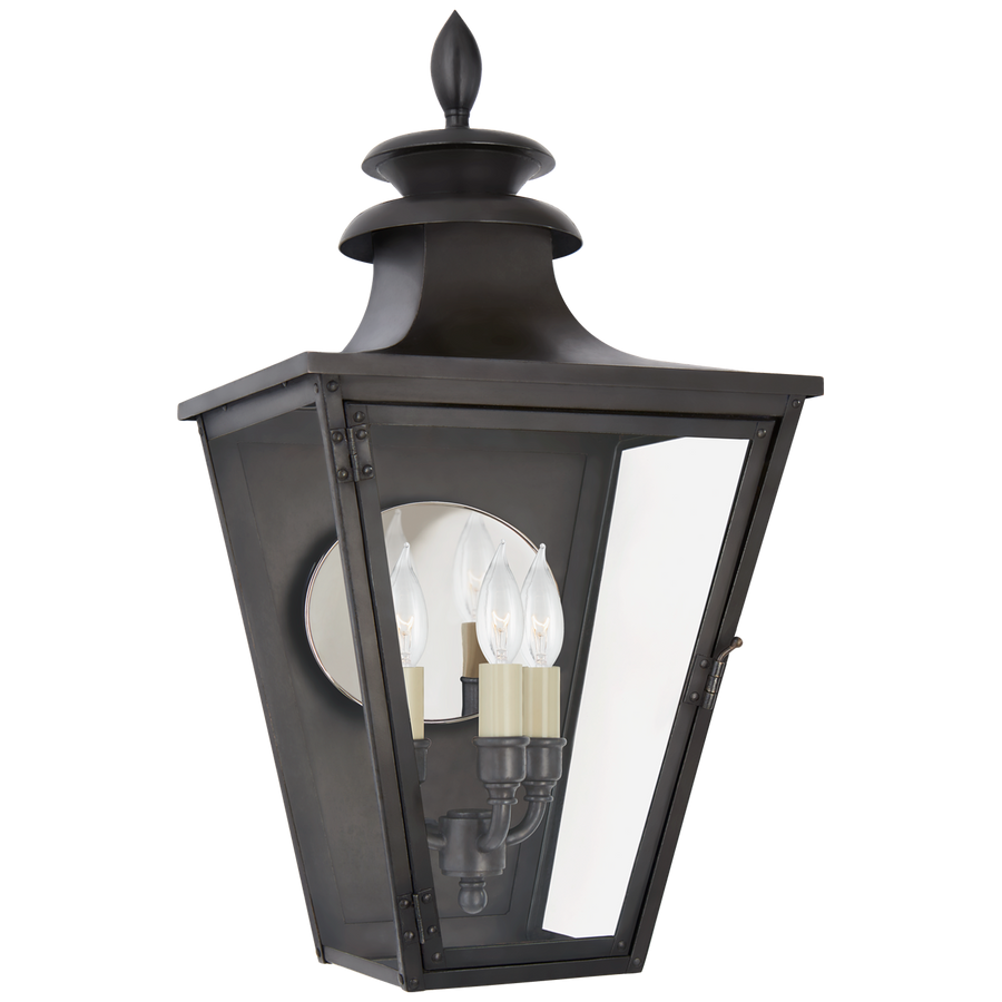 Abber Small 3/4 Wall Lantern in Blackened Copper with Clear Glass-Visual Comfort-VISUAL-CHO 2414BC-CG-Wall Lighting-1-France and Son