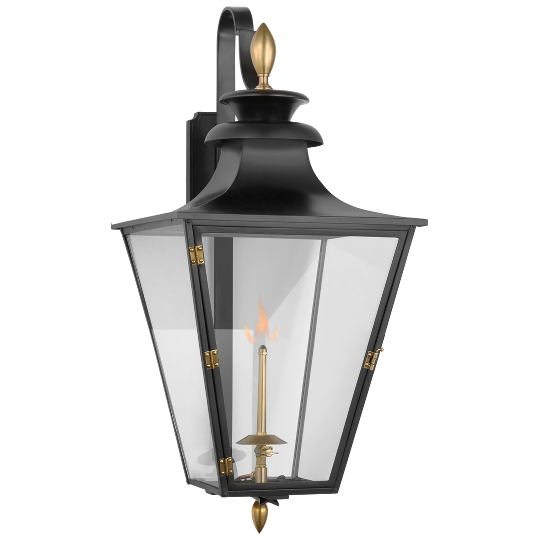 Anaya Medium Bracketed Gas Wall Lantern-Visual Comfort-VISUAL-CHO 2436BLK-CG-Wall LightingMatte Black and Brass with Clear Glass-1-France and Son