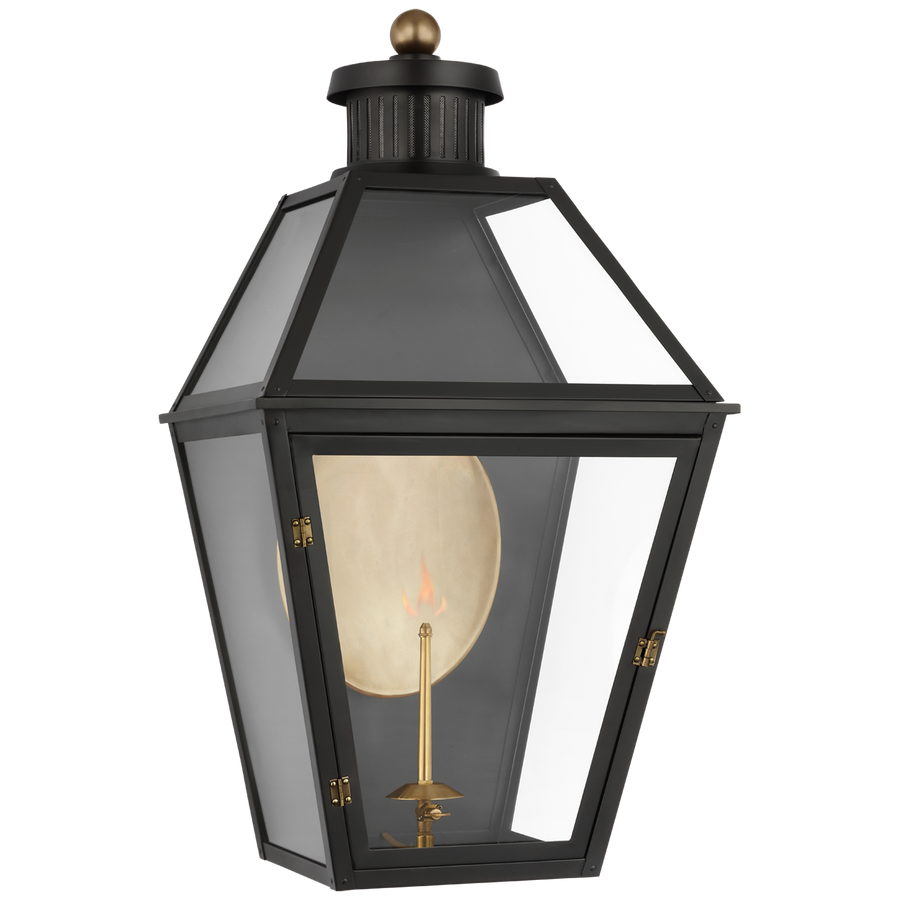 Selfi 3/4 Gas Wall Lantern-Visual Comfort-VISUAL-CHO 2452BLK-CG-Wall LightingLarge-Matte Black with Clear Glass-1-France and Son