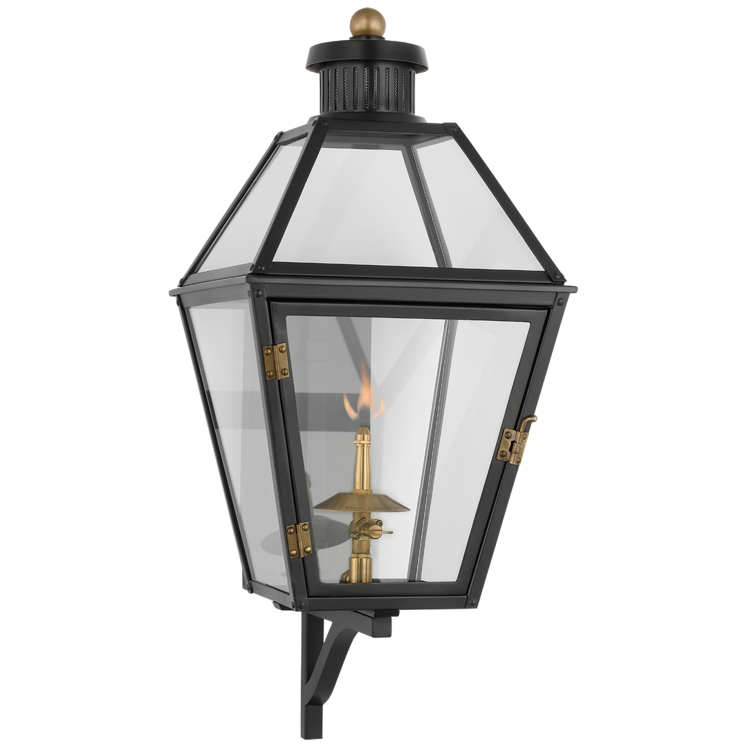 Sara Bracketed Gas Wall Lantern-Visual Comfort-VISUAL-CHO 2455BLK-CG-Wall LightingSmall-Matte Black with Clear Glass-2-France and Son
