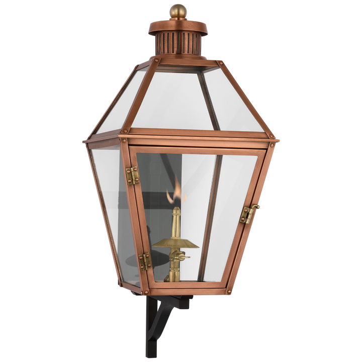 Sara Bracketed Gas Wall Lantern-Visual Comfort-VISUAL-CHO 2455SC-CG-Wall LightingSmall-Soft Copper with Clear Glass-5-France and Son