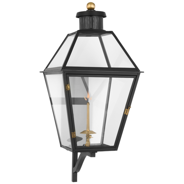 Sara Bracketed Gas Wall Lantern-Visual Comfort-VISUAL-CHO 2456BLK-CG-Wall LightingLarge-Matte Black with Clear Glass-1-France and Son