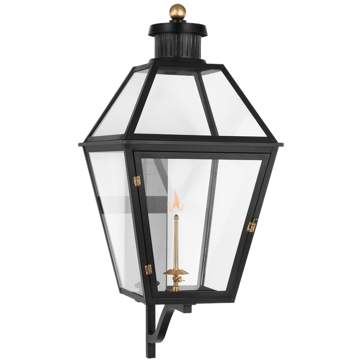 Sara Bracketed Gas Wall Lantern-Visual Comfort-VISUAL-CHO 2457BLK-CG-Wall LightingExtra Large-Matte Black with Clear Glass-3-France and Son