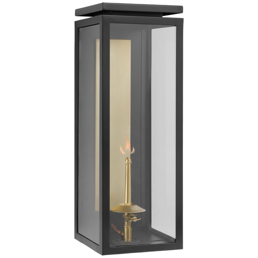 Fulham Large 3/4 Gas Wall Lantern-Visual Comfort-VISUAL- CHO 2551BLK-CG-Wall LightingMatte Black with Clear Glass-1-France and Son