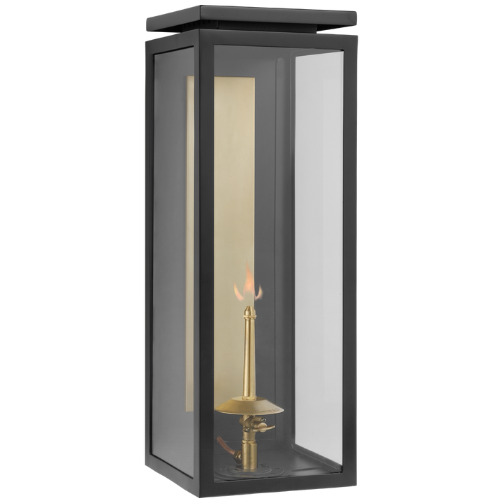 Fulham Large 3/4 Gas Wall Lantern-Visual Comfort-VISUAL- CHO 2551BLK-CG-Wall LightingMatte Black with Clear Glass-1-France and Son