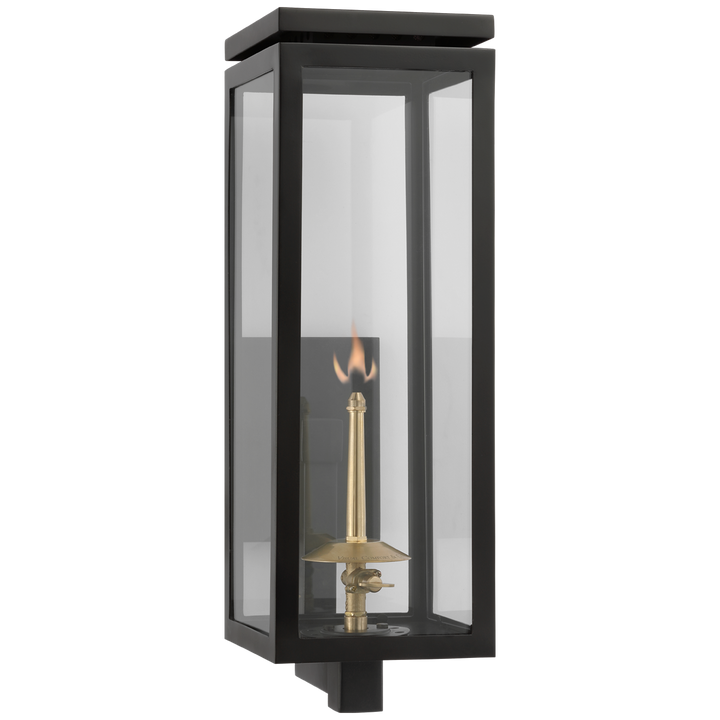 Florence Medium Bracketed Gas Wall Lantern-Visual Comfort-VISUAL-CHO 2560BLK-CG-Wall LightingMatte Black with Clear Glass-1-France and Son