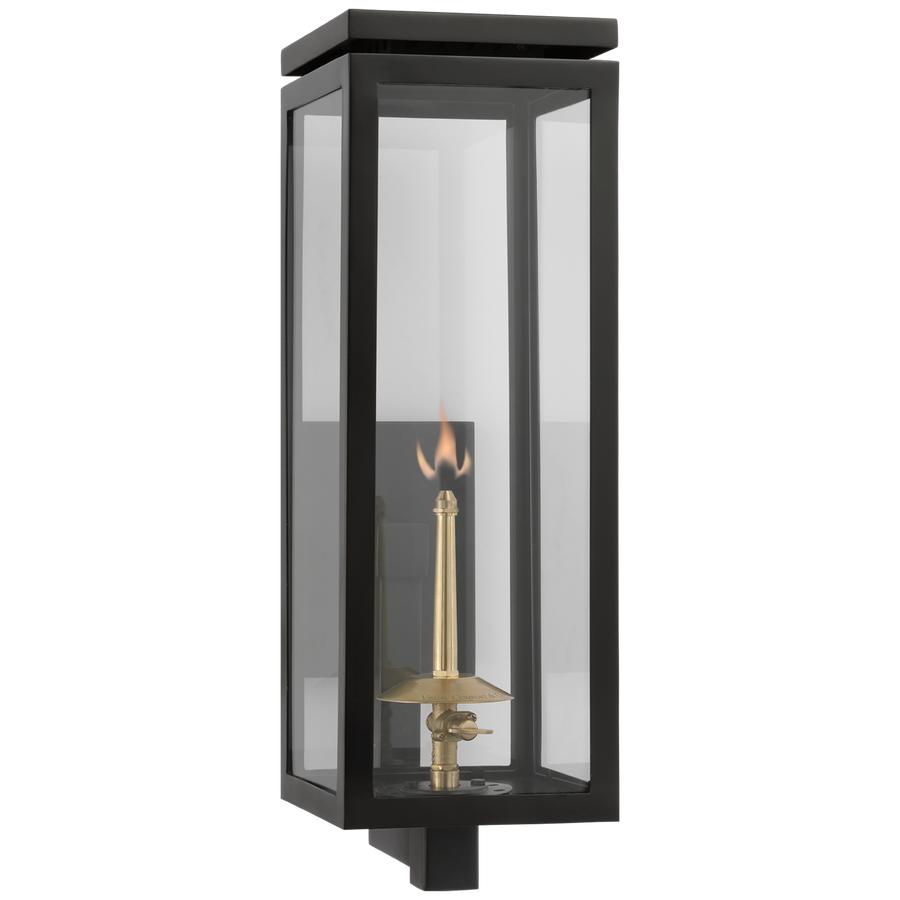 Florence Medium Bracketed Gas Wall Lantern-Visual Comfort-VISUAL-CHO 2560BLK-CG-Wall LightingMatte Black with Clear Glass-1-France and Son