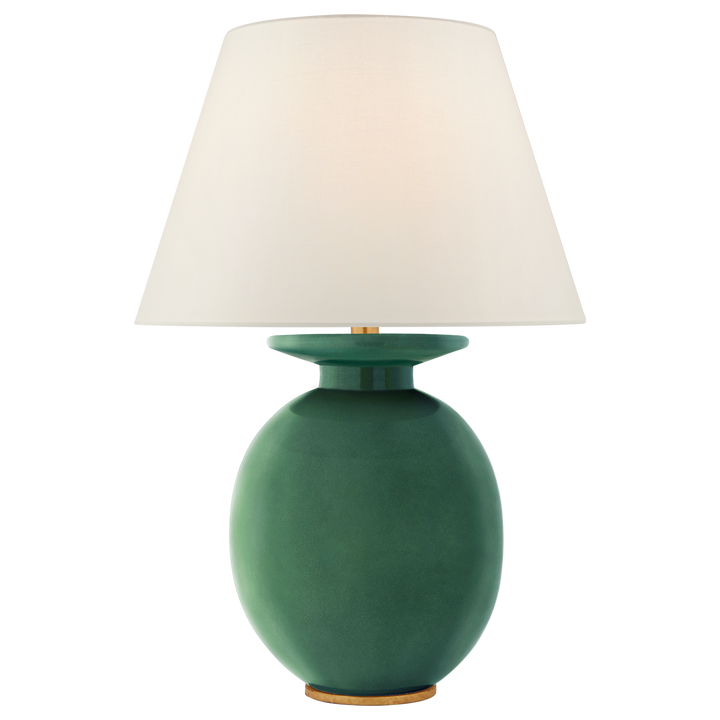 Hadelinde Medium Table Lamp-Visual Comfort-VISUAL-CS 3658CGC-L-Table LampsCeltic Green Crackle with Linen Shade-3-France and Son