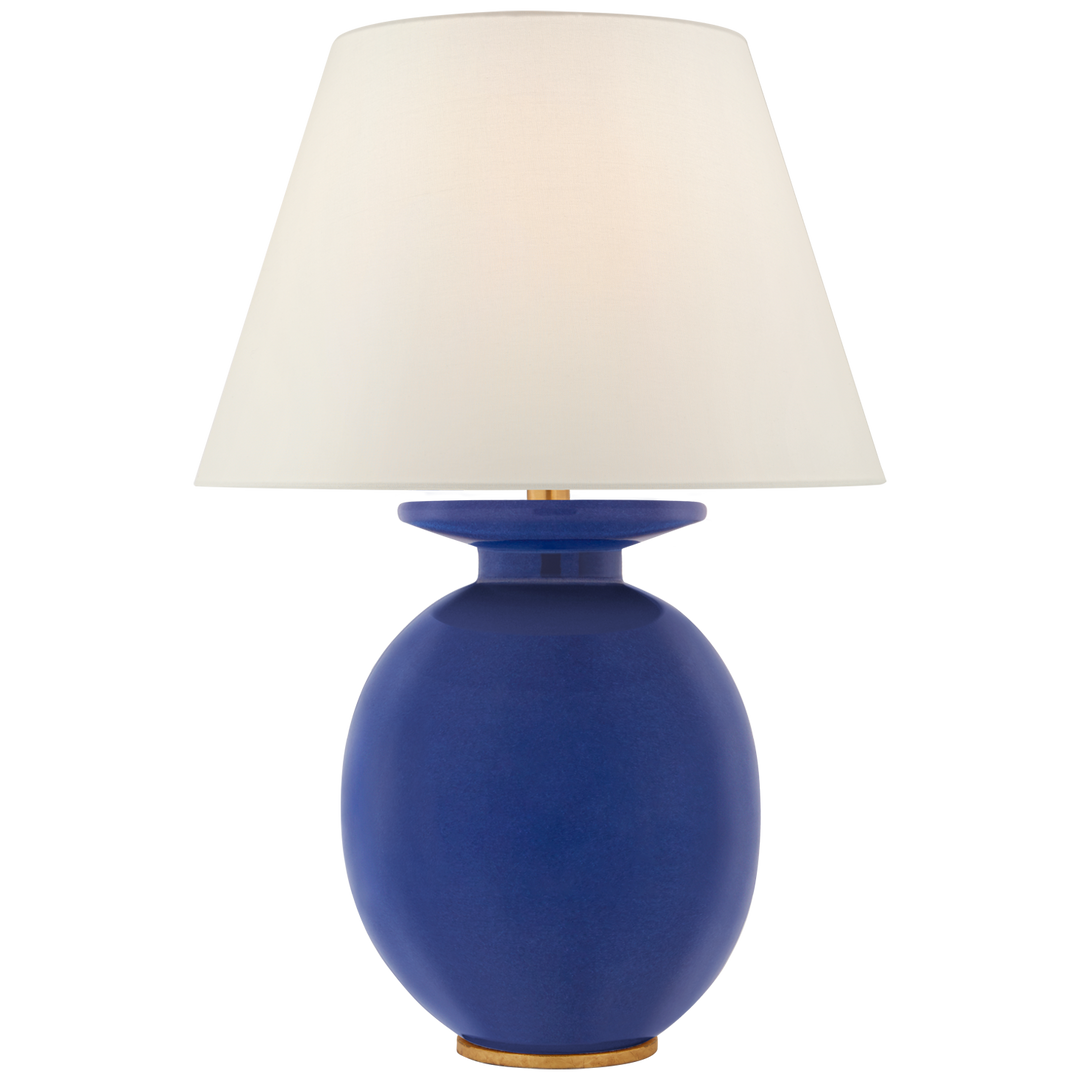 Hadelinde Medium Table Lamp-Visual Comfort-VISUAL-CS 3658FLB-L-Table LampsFlowing Blue with Linen Shade-4-France and Son